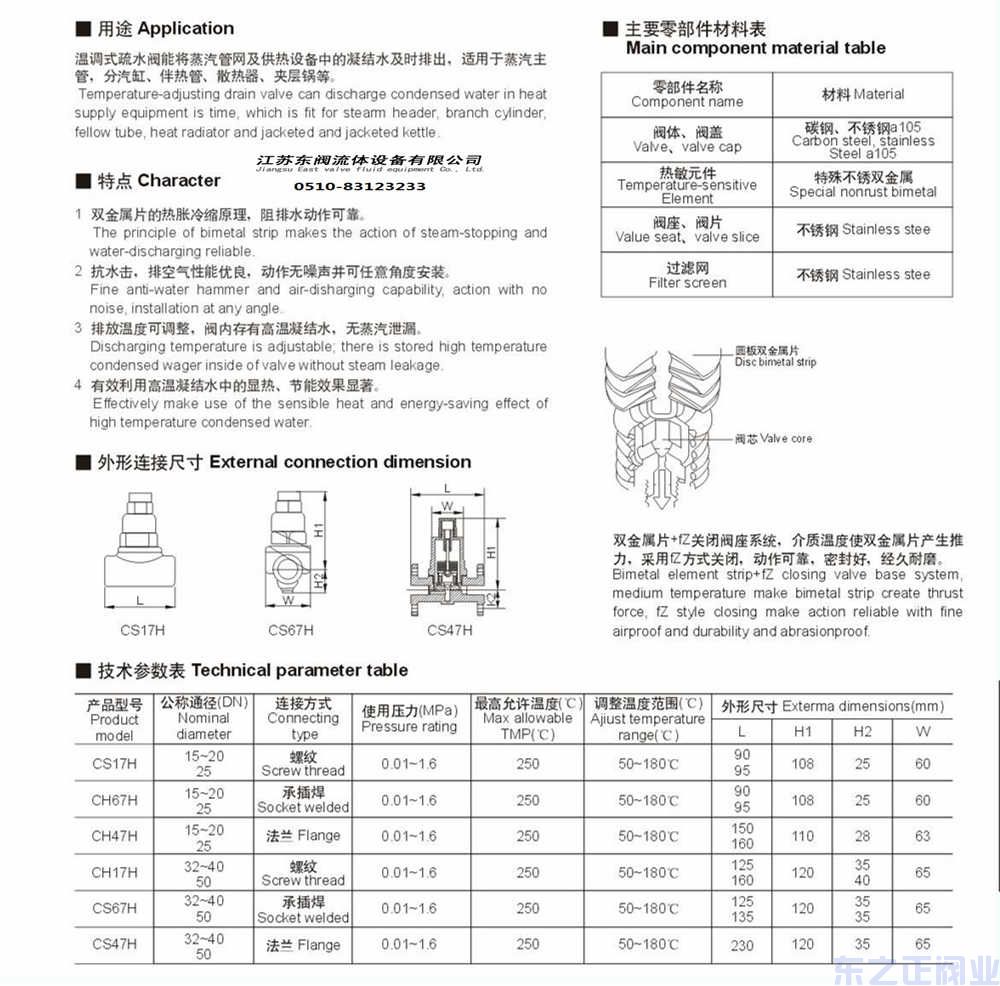 雙金屬溫調式疏水閥結構圖