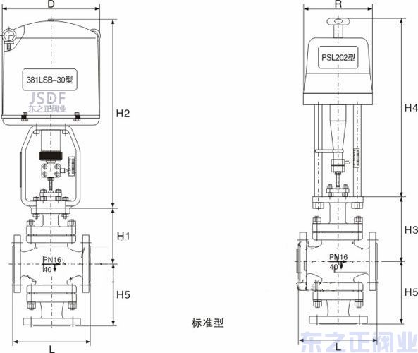 電動三通調節閥尺寸圖