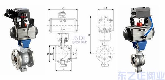 氣動V型球閥結構圖