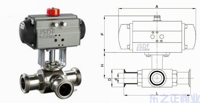 氣動三通衛生級球閥結構圖