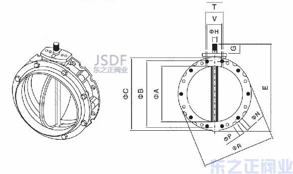 氣動粉塵蝶閥結構圖