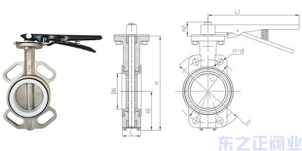 手動四氟不銹鋼蝶閥結構圖
